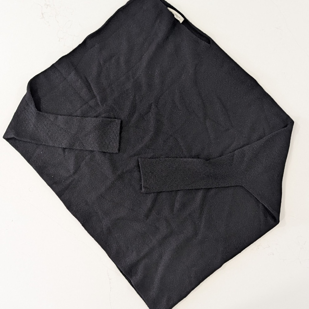 JAKI LONDON Asymmetric Draped Sweater Black S/M NWT Made in Italy Seamless Knit